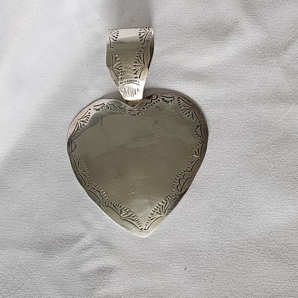 Vintage Taxco Mexico 925 Sterling Silver Heart Pendant Large 3.5" TL-83 24g - Picture 5 of 11
